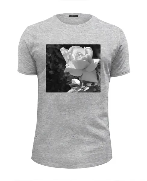 Заказать мужскую футболку в Москве. Футболка базовая Черно-белая роза от mudrie1 - готовые дизайны и нанесение принтов.
