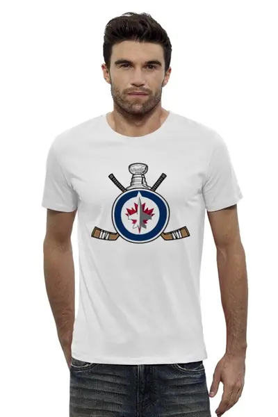 Заказать мужскую футболку в Москве. Футболка базовая Winnipeg Jets от kspsshop - готовые дизайны и нанесение принтов.