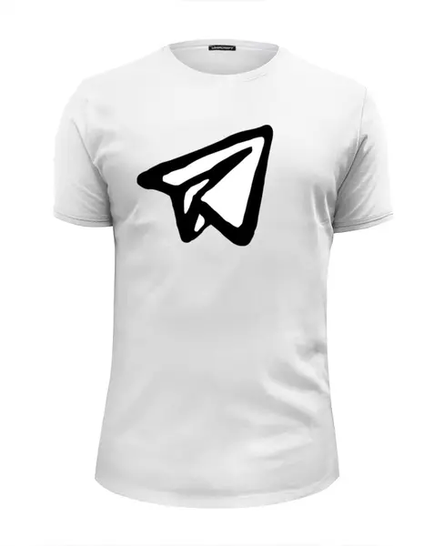 Заказать мужскую футболку в Москве. Футболка базовая Телеграм, бумажный самолетик от Calligrafika - готовые дизайны и нанесение принтов.