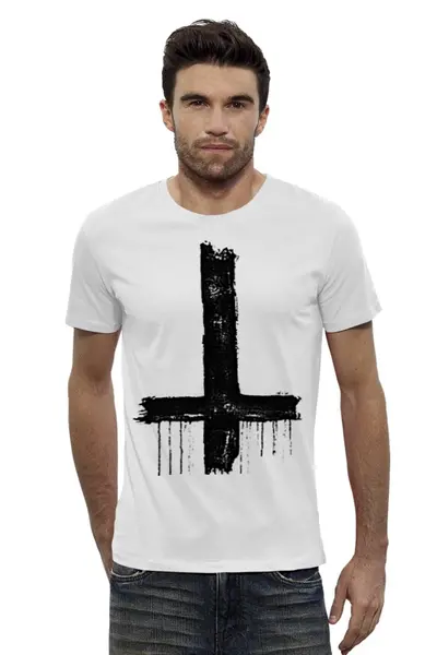 Заказать мужскую футболку в Москве. Футболка базовая Крест от rossoneri - готовые дизайны и нанесение принтов.