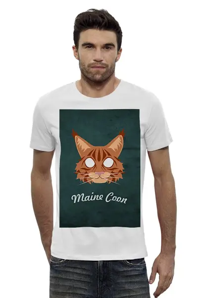 Заказать мужскую футболку в Москве. Футболка базовая Maine Coon от Gutaart - готовые дизайны и нанесение принтов.