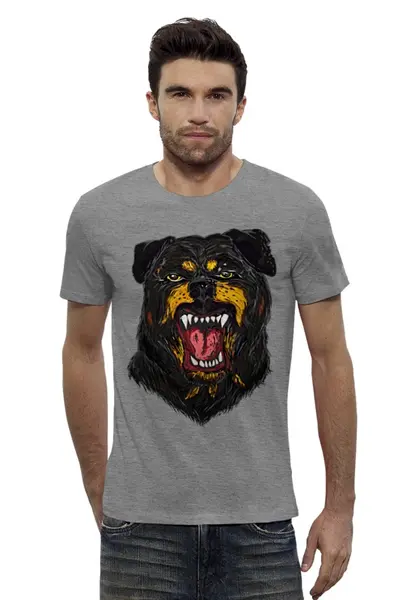 Заказать мужскую футболку в Москве. Футболка базовая Rottweiler от Tony Rizzo - готовые дизайны и нанесение принтов.