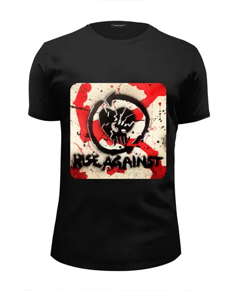 Заказать мужскую футболку в Москве. Футболка базовая Rise Against - logo от Денис - готовые дизайны и нанесение принтов.