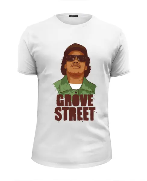 Заказать мужскую футболку в Москве. Футболка базовая GROVE STREET 4 LIFE от 7SWɅG - готовые дизайны и нанесение принтов.