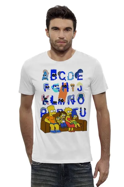 Заказать мужскую футболку в Москве. Футболка базовая Симпсоны от Vinli.shop  - готовые дизайны и нанесение принтов.