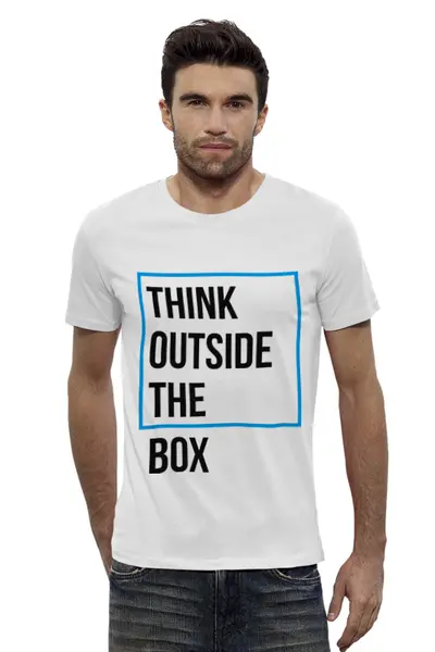Заказать мужскую футболку в Москве. Футболка базовая Think outside the box от Startech.vc  - готовые дизайны и нанесение принтов.