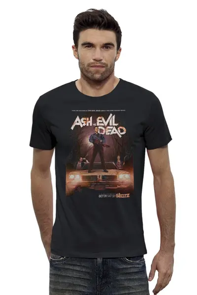 Заказать мужскую футболку в Москве. Футболка базовая Ash vs Evil Dead / Эш против зловещих мертвецов от KinoArt - готовые дизайны и нанесение принтов.