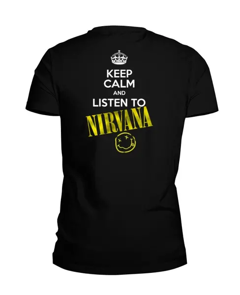 Заказать мужскую футболку в Москве. Футболка базовая Keep calm and listen to NIRVANA от vintzdes - готовые дизайны и нанесение принтов.