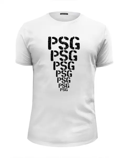 Заказать мужскую футболку в Москве. Футболка базовая PSG-PSG-PSG от Василий Арк - готовые дизайны и нанесение принтов.