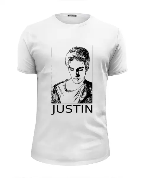 Заказать мужскую футболку в Москве. Футболка базовая Justin Bieber  от cherdantcev - готовые дизайны и нанесение принтов.
