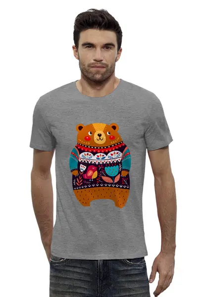 Заказать мужскую футболку в Москве. Футболка базовая Русский медведь от T-shirt print  - готовые дизайны и нанесение принтов.