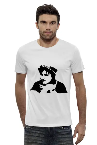 Заказать мужскую футболку в Москве. Футболка базовая Чарли Чаплин от Илья Щеблецов - готовые дизайны и нанесение принтов.