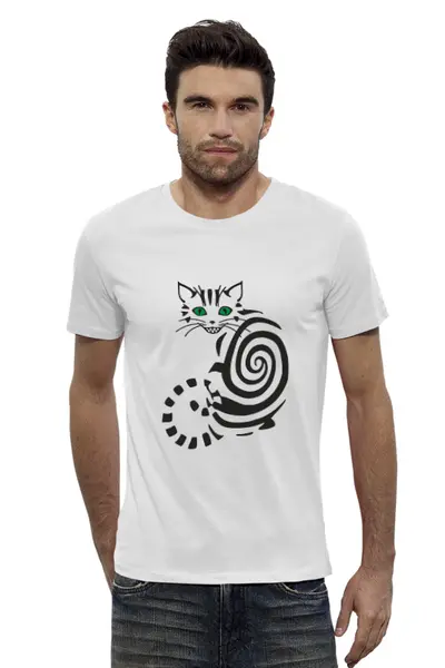 Заказать мужскую футболку в Москве. Футболка базовая Чеширский кот от mon - готовые дизайны и нанесение принтов.