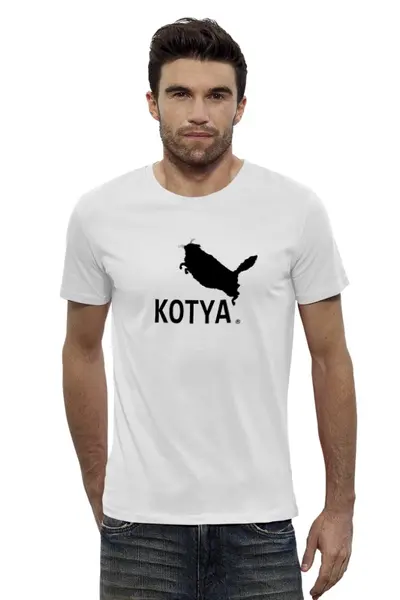 Заказать мужскую футболку в Москве. Футболка базовая Котик от iratresbien - готовые дизайны и нанесение принтов.