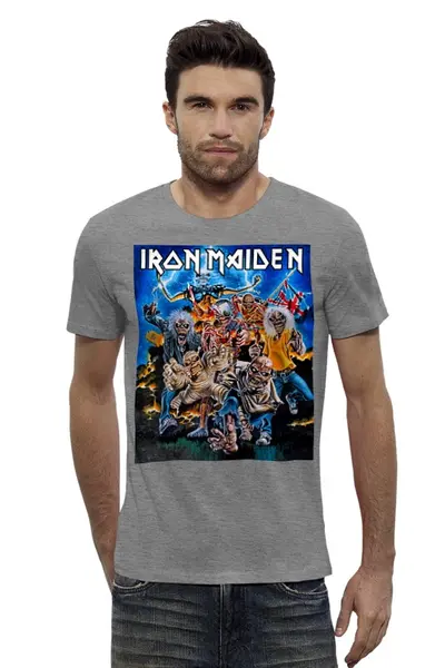 Заказать мужскую футболку в Москве. Футболка базовая Iron Maiden Band от Leichenwagen - готовые дизайны и нанесение принтов.