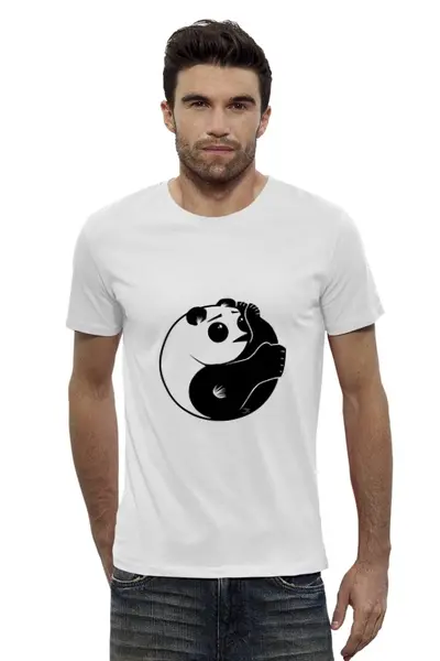 Заказать мужскую футболку в Москве. Футболка базовая Панда (Panda) от fanart - готовые дизайны и нанесение принтов.
