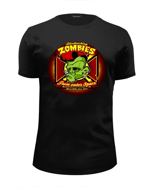 Заказать мужскую футболку в Москве. Футболка базовая Bloodsucking zombies from outer space от Leichenwagen - готовые дизайны и нанесение принтов.