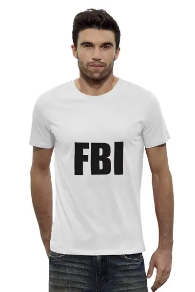 Заказать мужскую футболку в Москве. Футболка базовая FBI AGENT от gent777 - готовые дизайны и нанесение принтов.