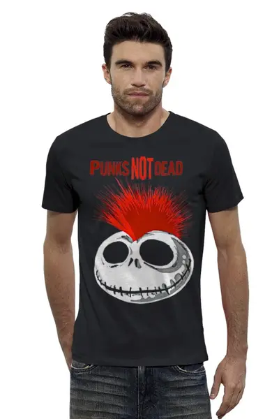 Заказать мужскую футболку в Москве. Футболка базовая Punks Not Dead от Leichenwagen - готовые дизайны и нанесение принтов.