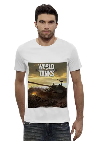 Заказать мужскую футболку в Москве. Футболка базовая World Of Tanks от elenka_red - готовые дизайны и нанесение принтов.