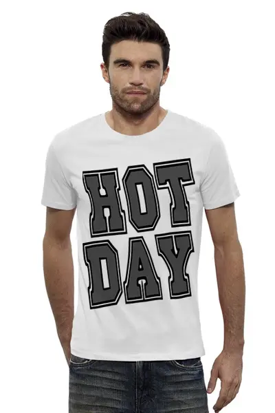 Заказать мужскую футболку в Москве. Футболка базовая HOT DAY от Алексс Неро - готовые дизайны и нанесение принтов.