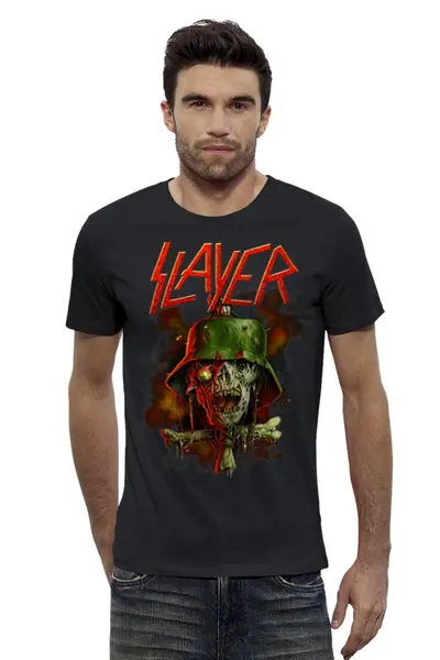 Заказать мужскую футболку в Москве. Футболка базовая Slayer Band от Leichenwagen - готовые дизайны и нанесение принтов.