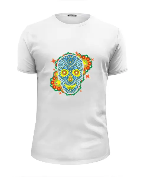 Заказать мужскую футболку в Москве. Футболка базовая Floral Skull от enjoydiving - готовые дизайны и нанесение принтов.