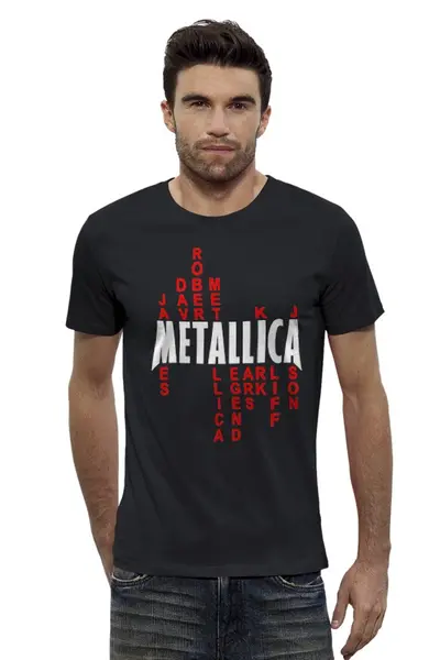 Заказать мужскую футболку в Москве. Футболка базовая Metallica History от prokop7 - готовые дизайны и нанесение принтов.