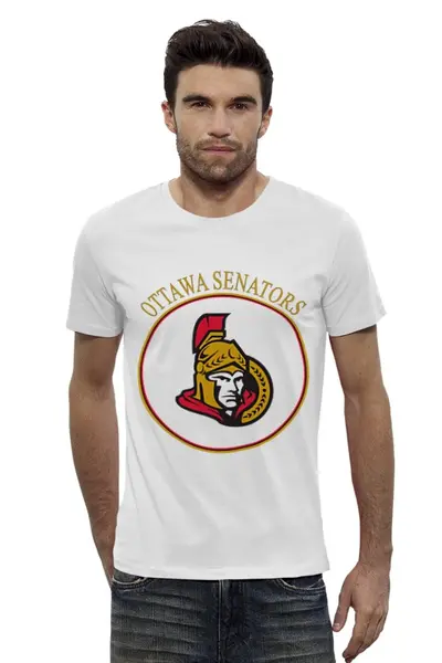 Заказать мужскую футболку в Москве. Футболка базовая Ottawa Senators от kspsshop - готовые дизайны и нанесение принтов.