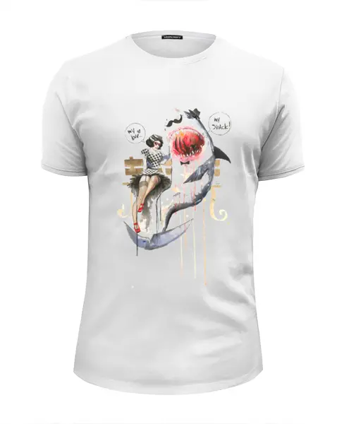 Заказать мужскую футболку в Москве. Футболка базовая Mr. Shark от antosha - готовые дизайны и нанесение принтов.