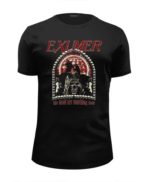 Заказать мужскую футболку в Москве. Футболка базовая Exumer (thrash metal band) от Leichenwagen - готовые дизайны и нанесение принтов.