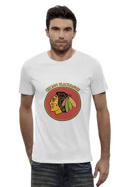 Заказать мужскую футболку в Москве. Футболка базовая Chicago Blackhawks от kspsshop - готовые дизайны и нанесение принтов.