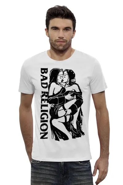 Заказать мужскую футболку в Москве. Футболка базовая Bad Religion от geekbox - готовые дизайны и нанесение принтов.