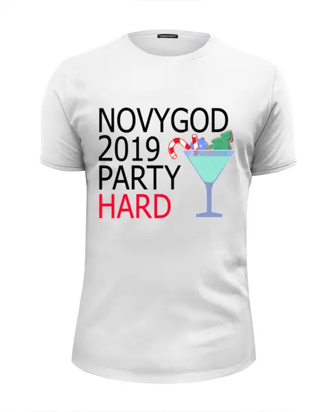 Заказать мужскую футболку в Москве. Футболка базовая NOVYGOD 2019 PARTY HARD от randomshop  - готовые дизайны и нанесение принтов.