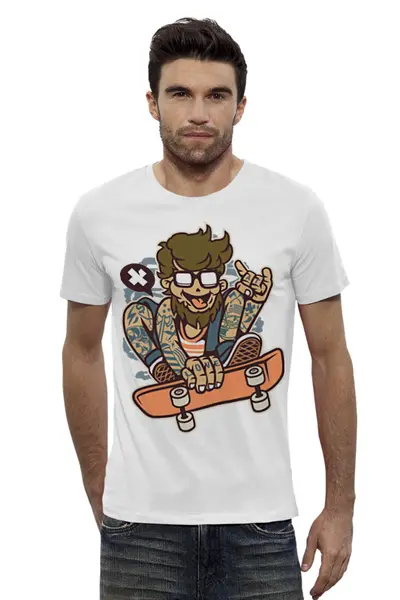 Заказать мужскую футболку в Москве. Футболка базовая Скейтист от printeriumstore@gmail.com - готовые дизайны и нанесение принтов.
