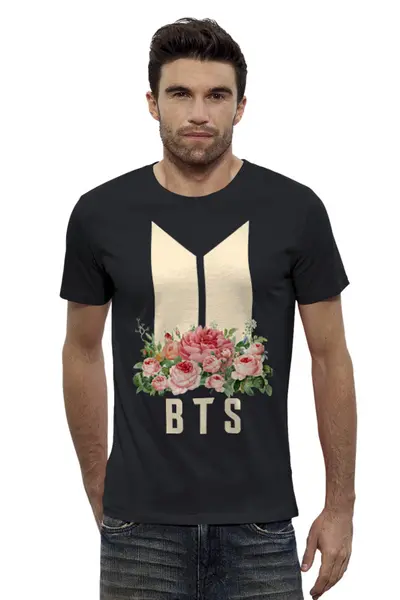 Заказать мужскую футболку в Москве. Футболка базовая BTS (k-pop)  от geekbox - готовые дизайны и нанесение принтов.
