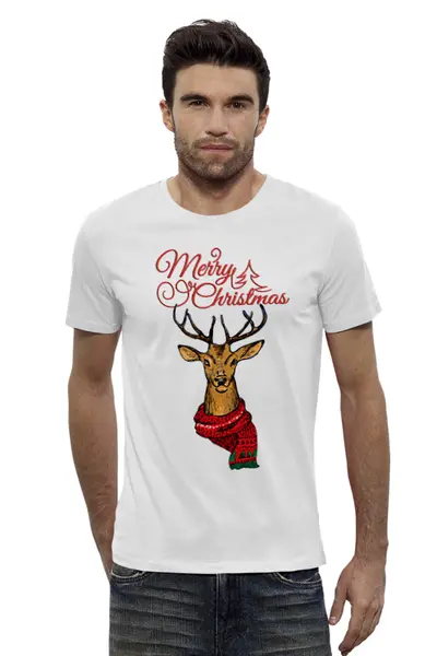Заказать мужскую футболку в Москве. Футболка базовая Merry Christmas  от T-shirt print  - готовые дизайны и нанесение принтов.