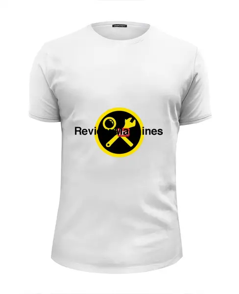 Заказать мужскую футболку в Москве. Футболка базовая Review machines от reviewmachines@mail.ru - готовые дизайны и нанесение принтов.