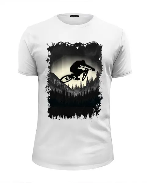 Заказать мужскую футболку в Москве. Футболка базовая Mountain Bike от oneredfoxstore@gmail.com - готовые дизайны и нанесение принтов.