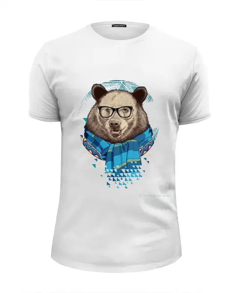 Заказать мужскую футболку в Москве. Футболка базовая Зимний Медведь от funk - готовые дизайны и нанесение принтов.