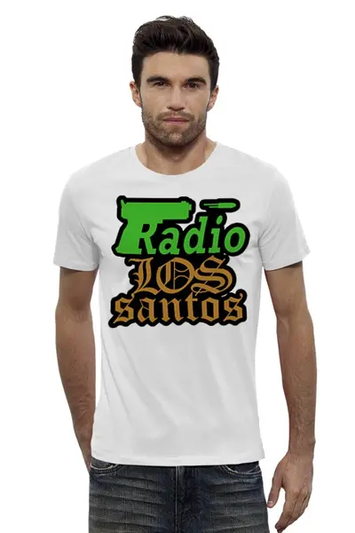 Заказать мужскую футболку в Москве. Футболка базовая Radio Los Santos от Илья  - готовые дизайны и нанесение принтов.