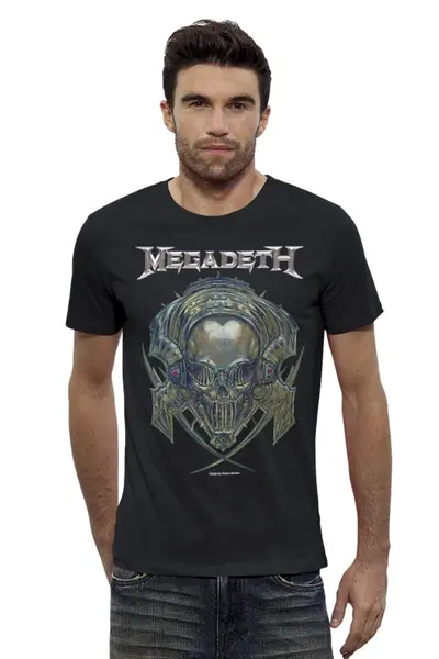 Заказать мужскую футболку в Москве. Футболка базовая Megadeth от Leichenwagen - готовые дизайны и нанесение принтов.