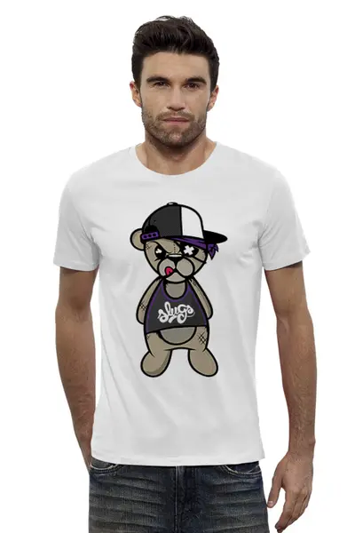 Заказать мужскую футболку в Москве. Футболка базовая Crazy Bear от ВЕСЬ НА НЕРВАХ  - готовые дизайны и нанесение принтов.