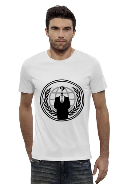 Заказать мужскую футболку в Москве. Футболка базовая Anonymous от badiy1 - готовые дизайны и нанесение принтов.