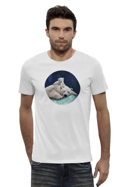 Заказать мужскую футболку в Москве. Футболка базовая Белые медведи от printik - готовые дизайны и нанесение принтов.