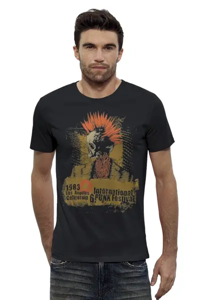 Заказать мужскую футболку в Москве. Футболка базовая punk 1983 от yellowgreenmann - готовые дизайны и нанесение принтов.