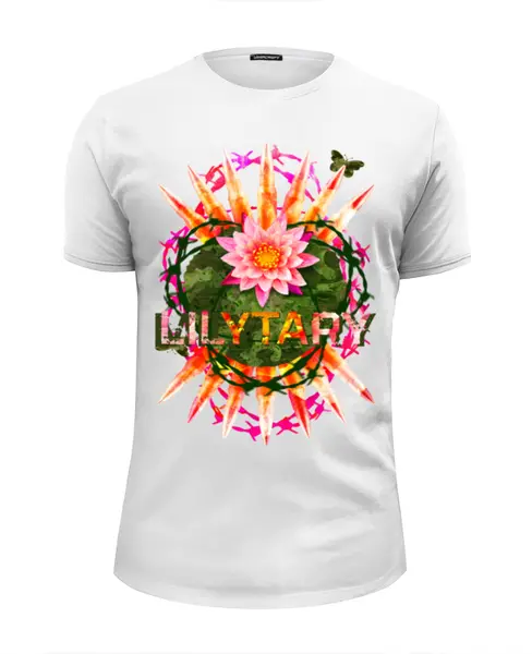 Заказать мужскую футболку в Москве. Футболка базовая Military Lily от befun - готовые дизайны и нанесение принтов.