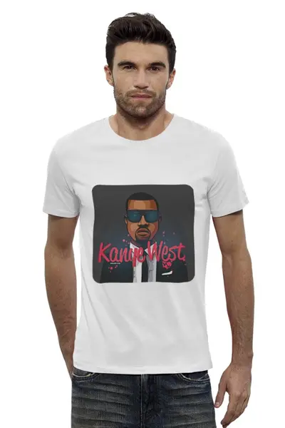 Заказать мужскую футболку в Москве. Футболка базовая Kanye West от mrmaximus - готовые дизайны и нанесение принтов.