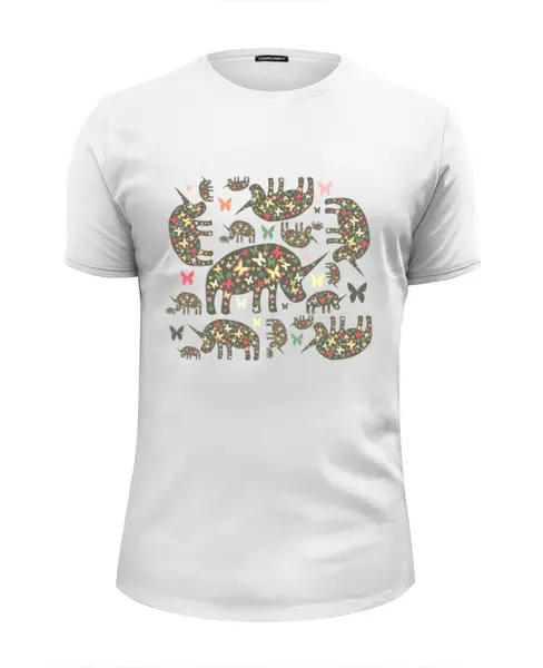 Заказать мужскую футболку в Москве. Футболка базовая Очень добрые носороги от JuliaBadeeva - готовые дизайны и нанесение принтов.