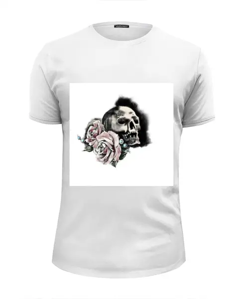 Заказать мужскую футболку в Москве. Футболка базовая Череп и розы  от losikki@mail.ru - готовые дизайны и нанесение принтов.